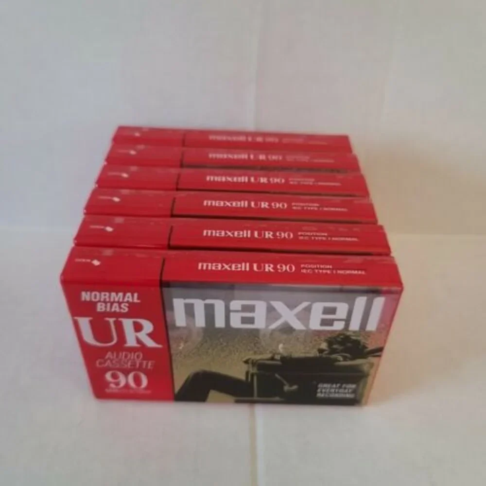 6 Pack Maxell Audio Blank Audio Cassette Tapes Normal Bias UR90 Sealed New